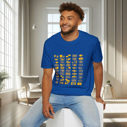 Camiseta unisex suave con diseño geométrico