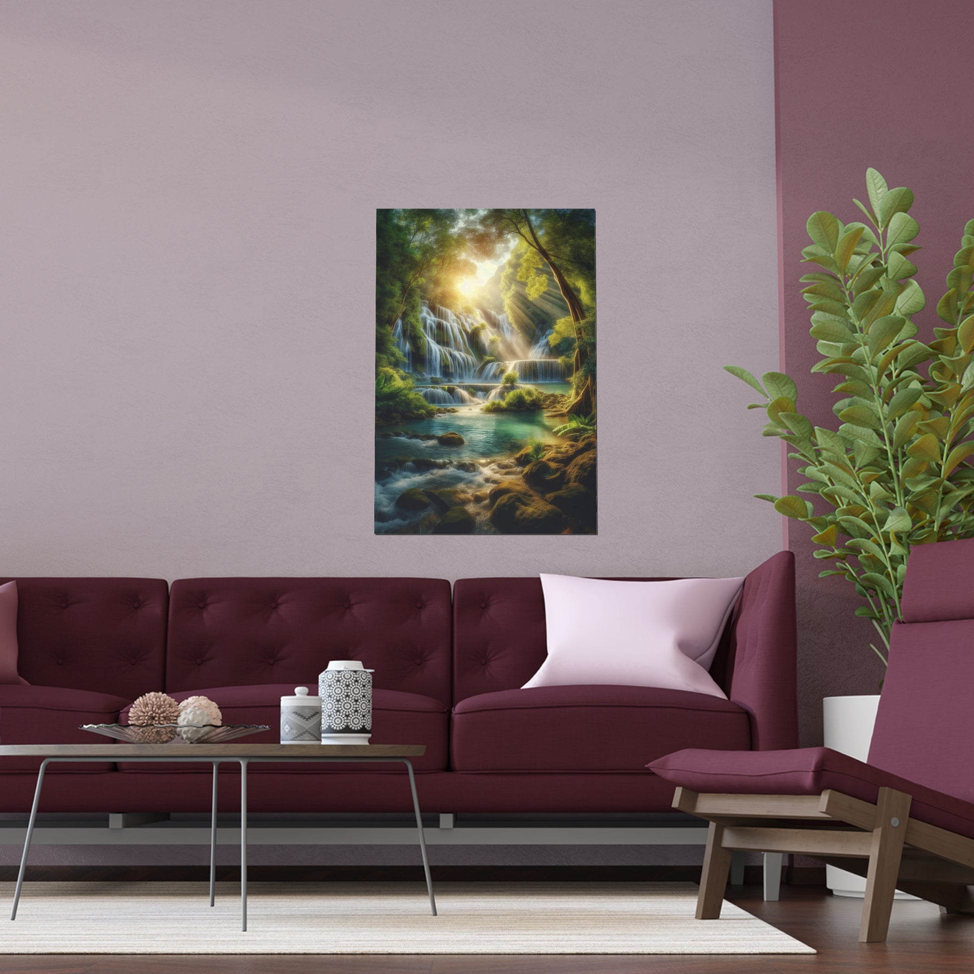 Waterfall in Forest | Indoor and Outdoor Silk Poster