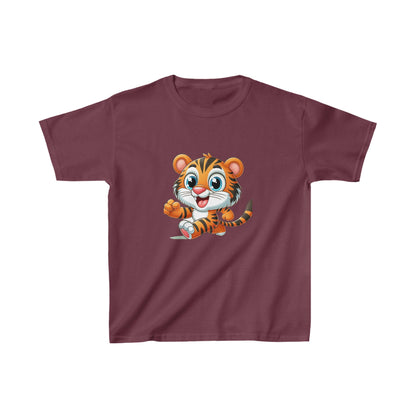 Bébé tigre en train de courir | T-shirt en coton épais™ pour enfants