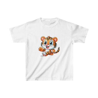 Bébé tigre en train de courir | T-shirt en coton épais™ pour enfants