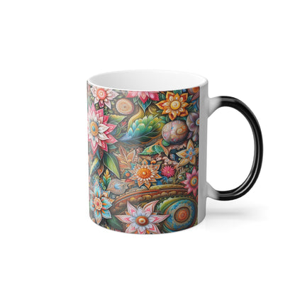 Motif floral | Tasse à changement de couleur, 11 oz