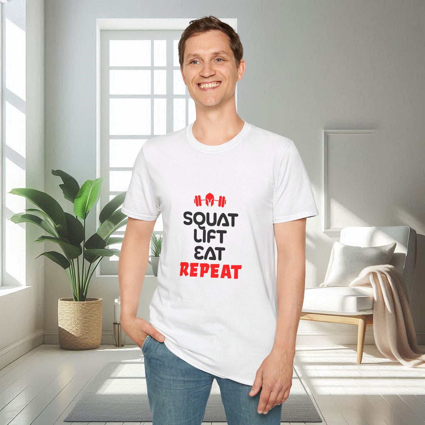 Squat Lift Eat Repeat | T-shirt doux unisexe