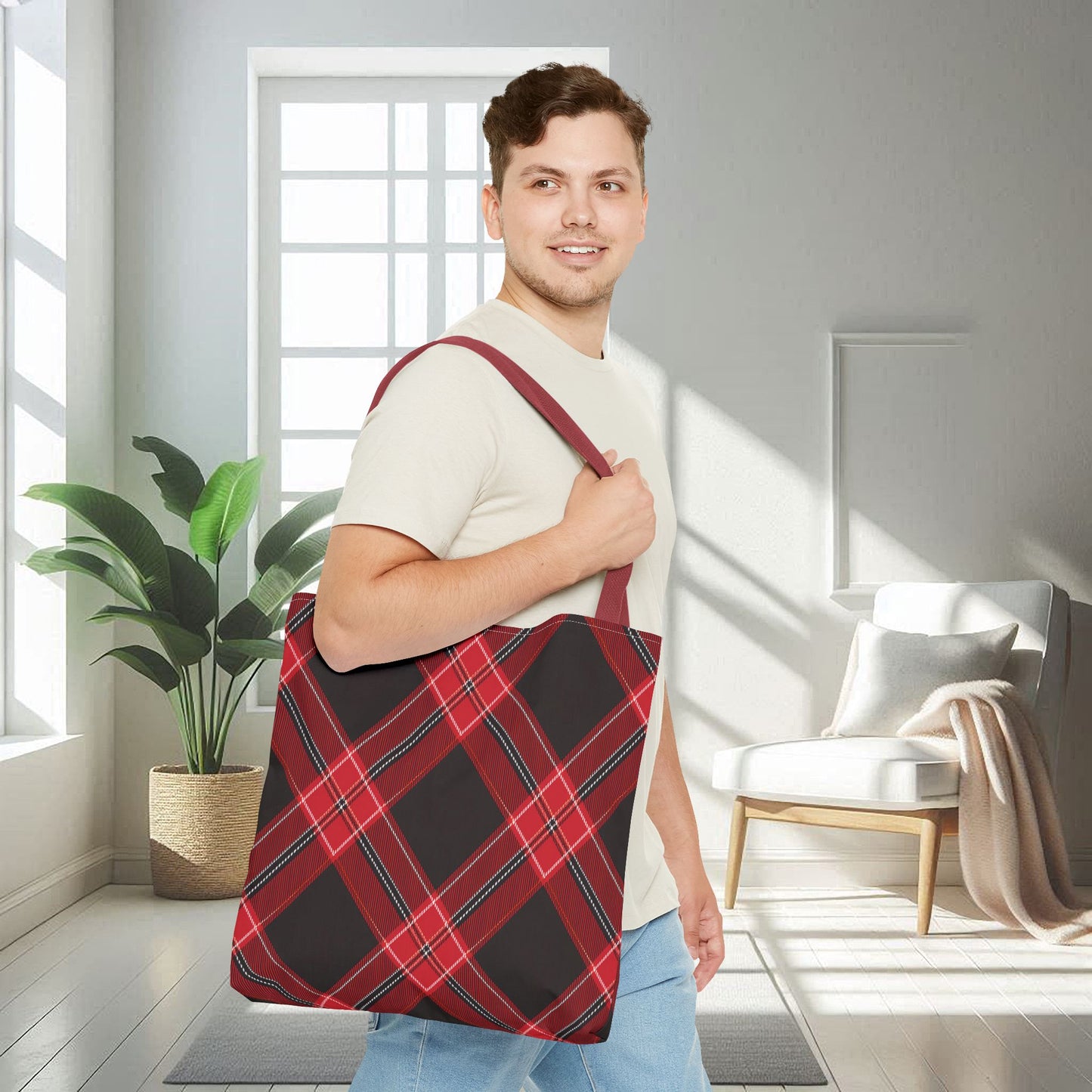 Red, Black Flannel Pattern | Tote Bag