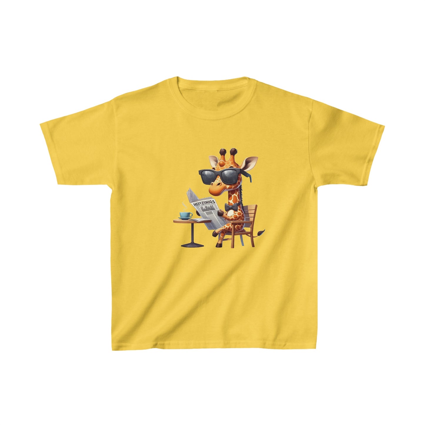 Giraffe reading newspaper | Kids Heavy Cotton™ Tee