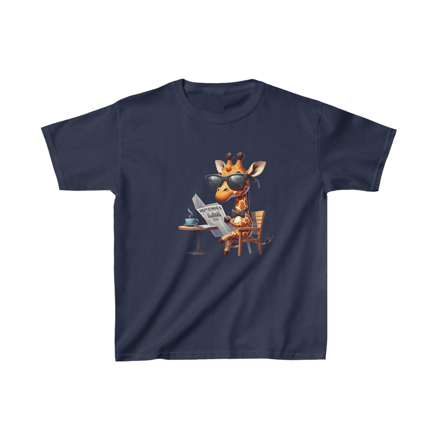 Giraffe reading newspaper | Kids Heavy Cotton™ Tee