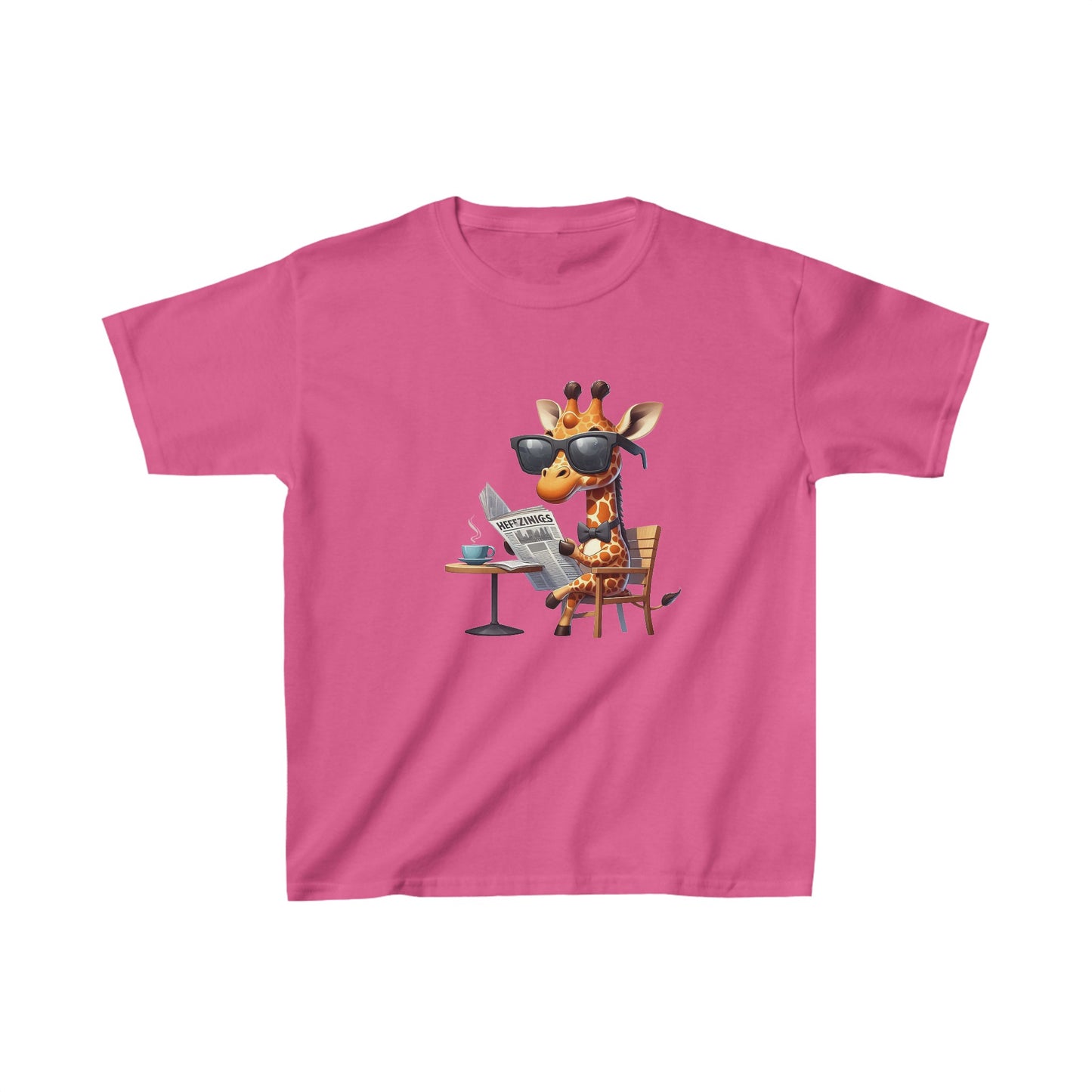 Giraffe reading newspaper | Kids Heavy Cotton™ Tee