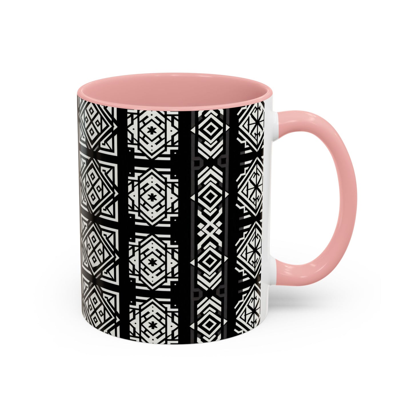 Black, White Geometric Pattern | Accent Coffee Mug (11oz)