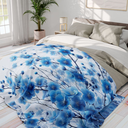 Blue Cherry Blossoms | Arctic Fleece Blanket