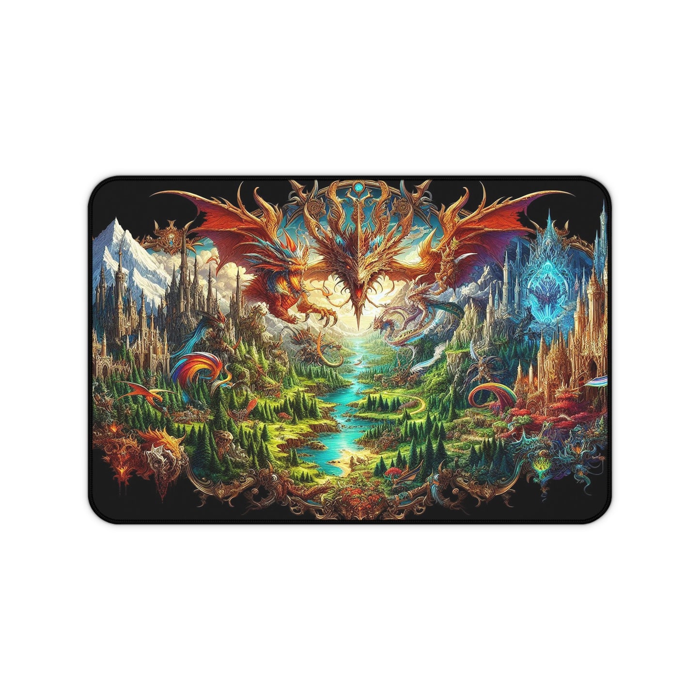 Fantasy Land with Magical Creatures | Desk Mat