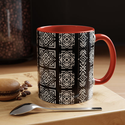 Black, White Geometric Pattern | Accent Coffee Mug (11oz)