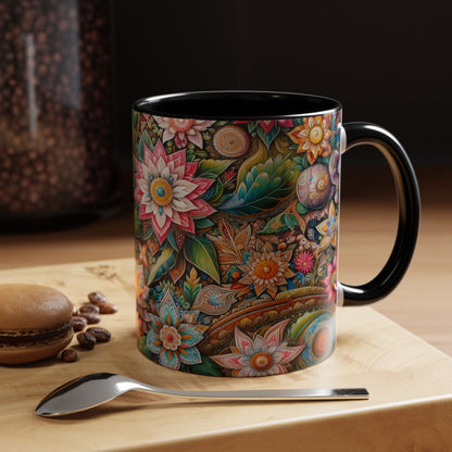 Floral Pattern | Accent Coffee Mug (11oz)