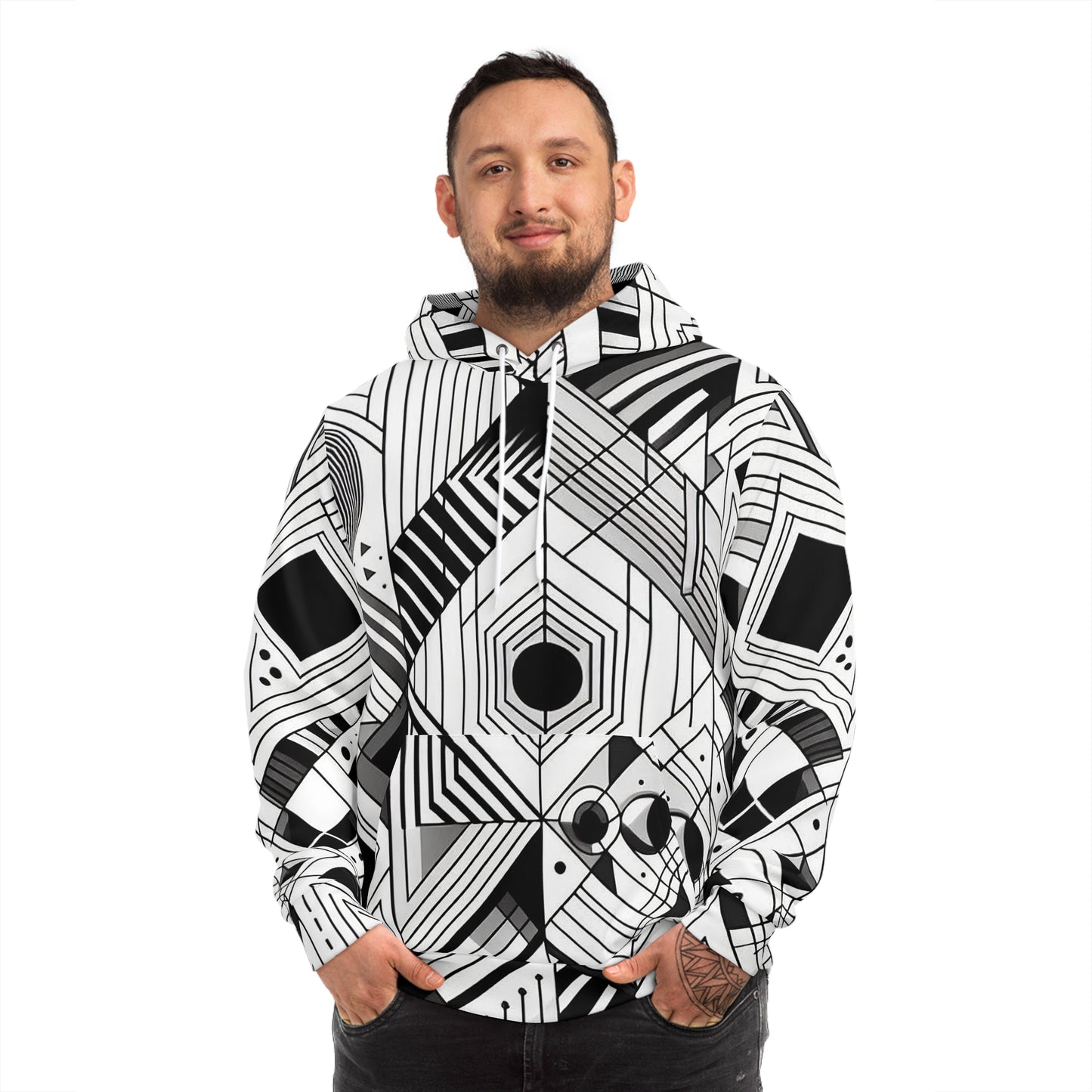 Geometric Black and White Pattern | Unisex Hoodie