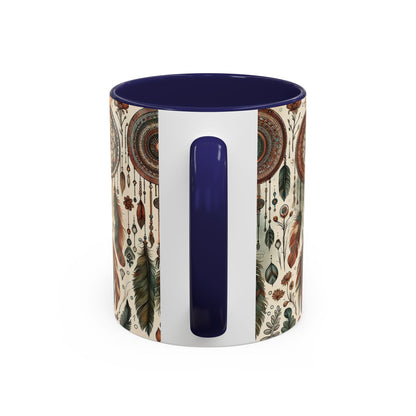 Dreamcatchers, Feathers, and Crescent Moon | Accent Coffee Mug (11oz)