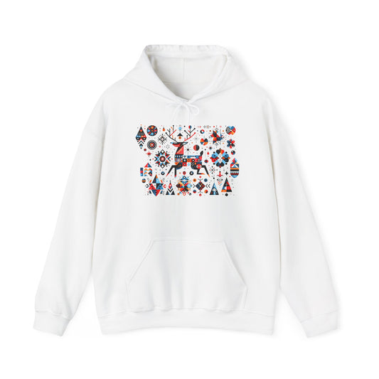 Minimalistic Reindeer Motifs | Unisex Heavy Blend™ Hooded Sweatshirt