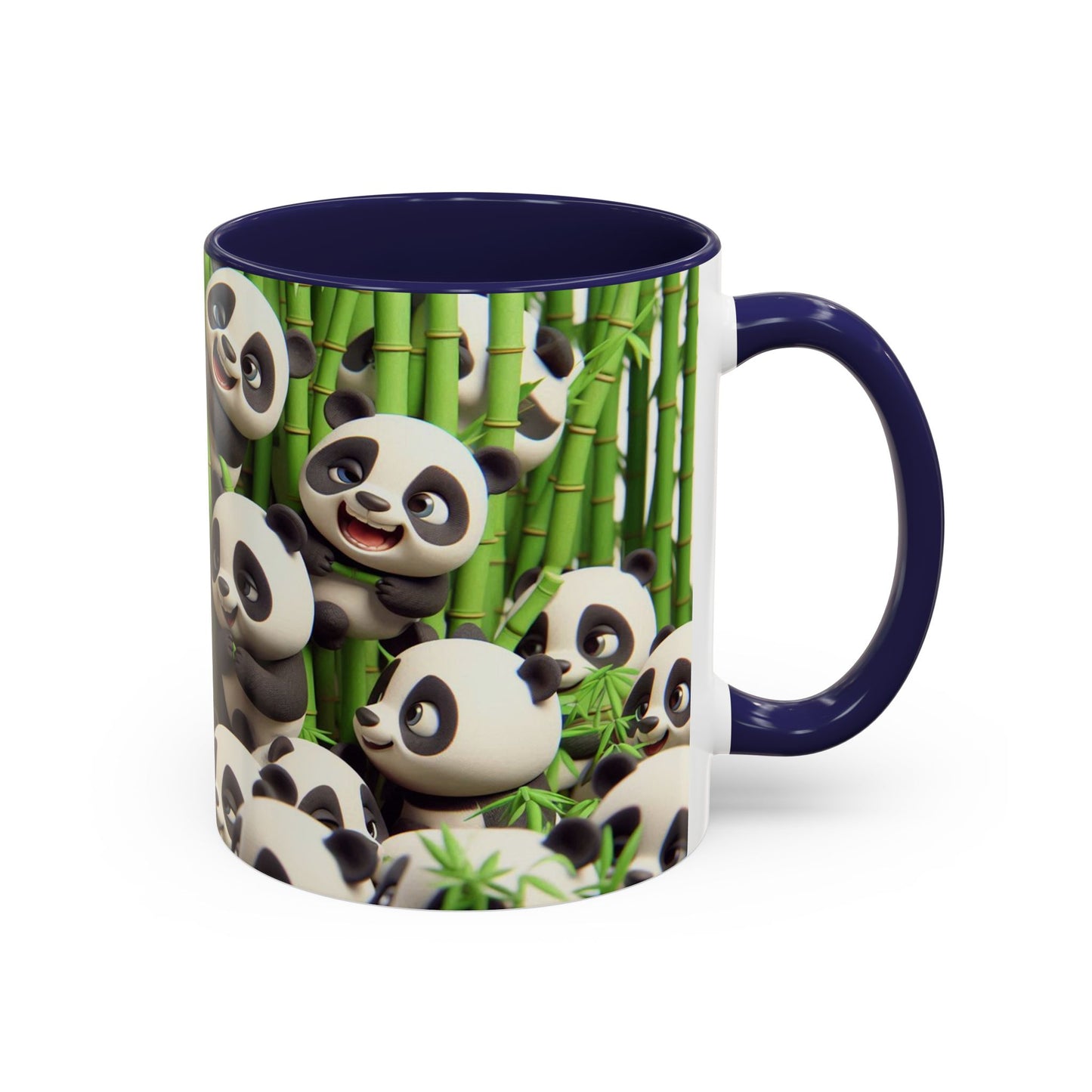 Pandas ludiques avec du bambou | Tasse à café Accent (11 oz)