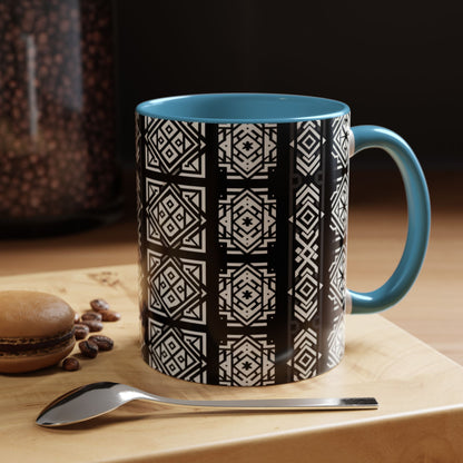 Black, White Geometric Pattern | Accent Coffee Mug (11oz)