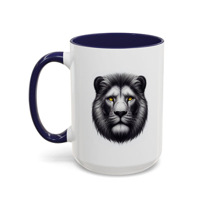 Lion Face with Golden Eyes | Accent Coffee Mug (11, 15oz)