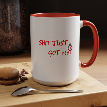 Shit Just Got Real Engagement Ring | Accent Coffee Mug (11, 15oz)