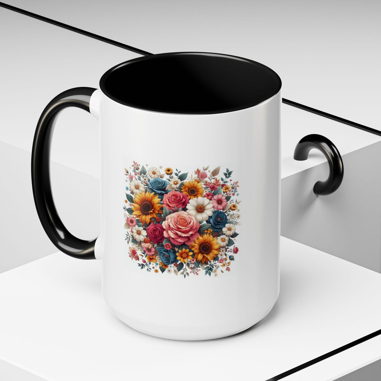 Fleurs multicolores | Tasse à café Accent (11, 15 oz)