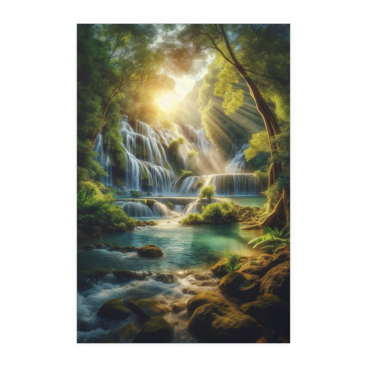 Waterfall in Forest | Indoor and Outdoor Silk Poster