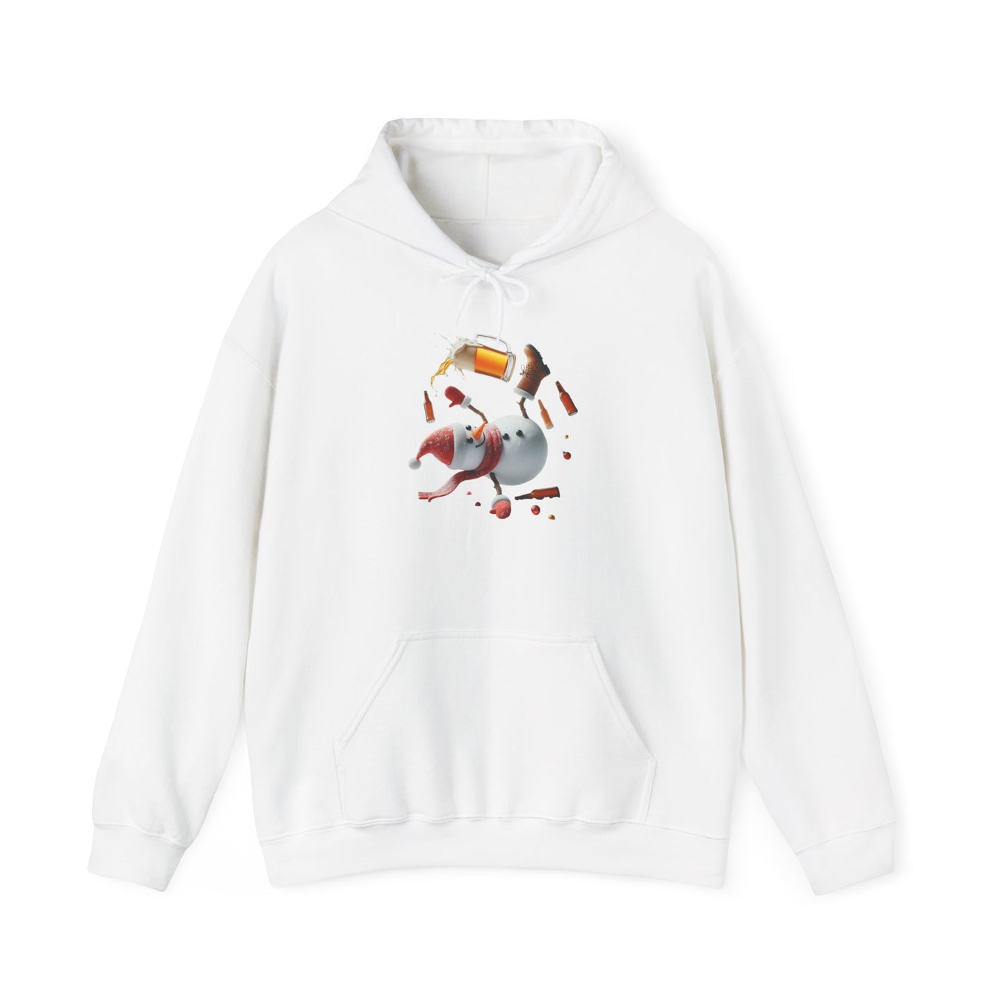 Snowman Tumbling with His Beer | Unisex Heavy Blend™ Hooded Sweatshirt