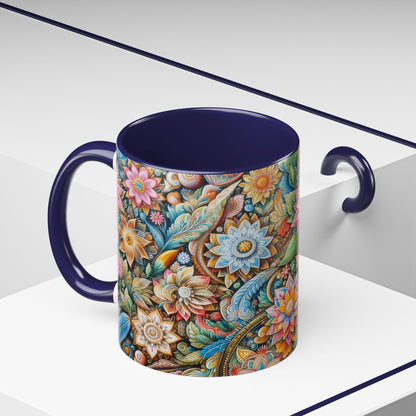 Floral Pattern | Accent Coffee Mug (11oz)