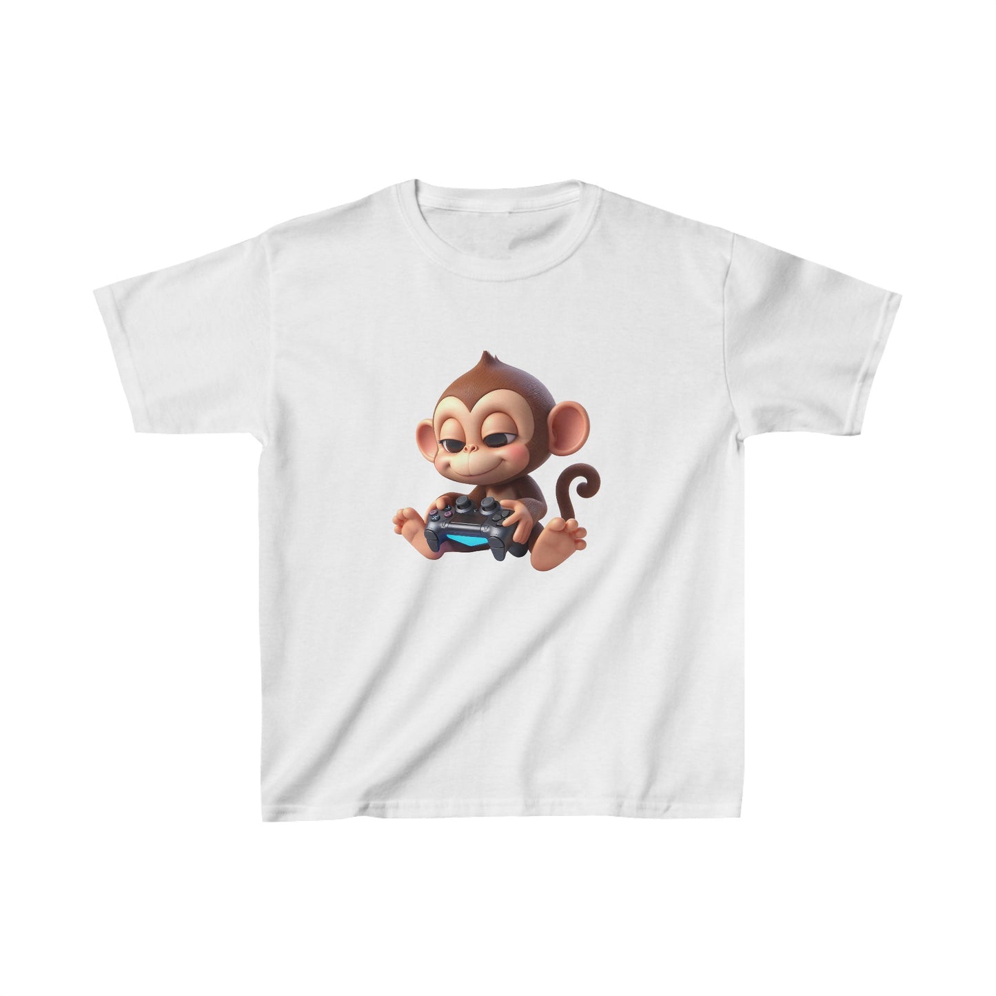 Singe animé jouant à un jeu | T-shirt en coton épais™ pour enfants