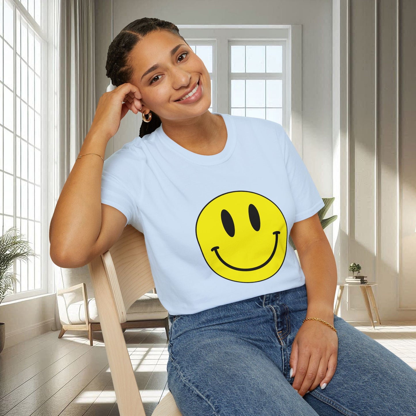 T-shirt unisexe doux avec émoticône souriante