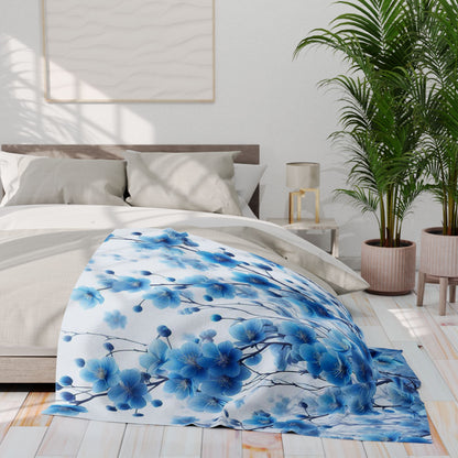 Blue Cherry Blossoms | Arctic Fleece Blanket