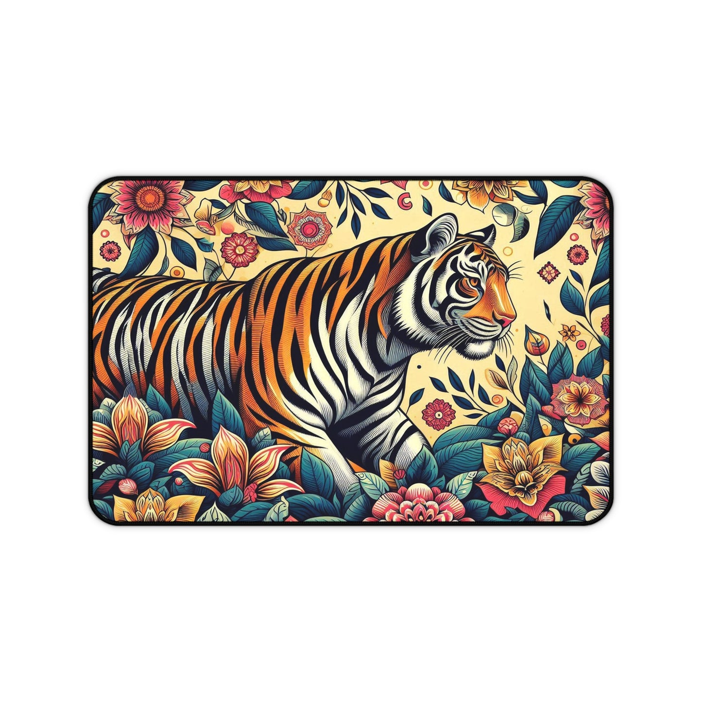 Tigre du Bengale sur fond floral | Sous-main