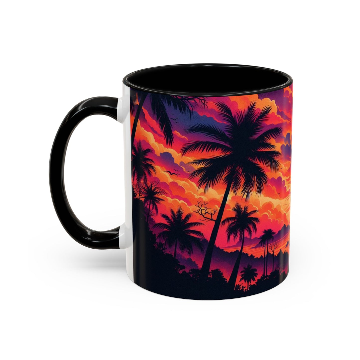 Coucher de soleil vu d'un tableau | Tasse à café Accent (11 oz)