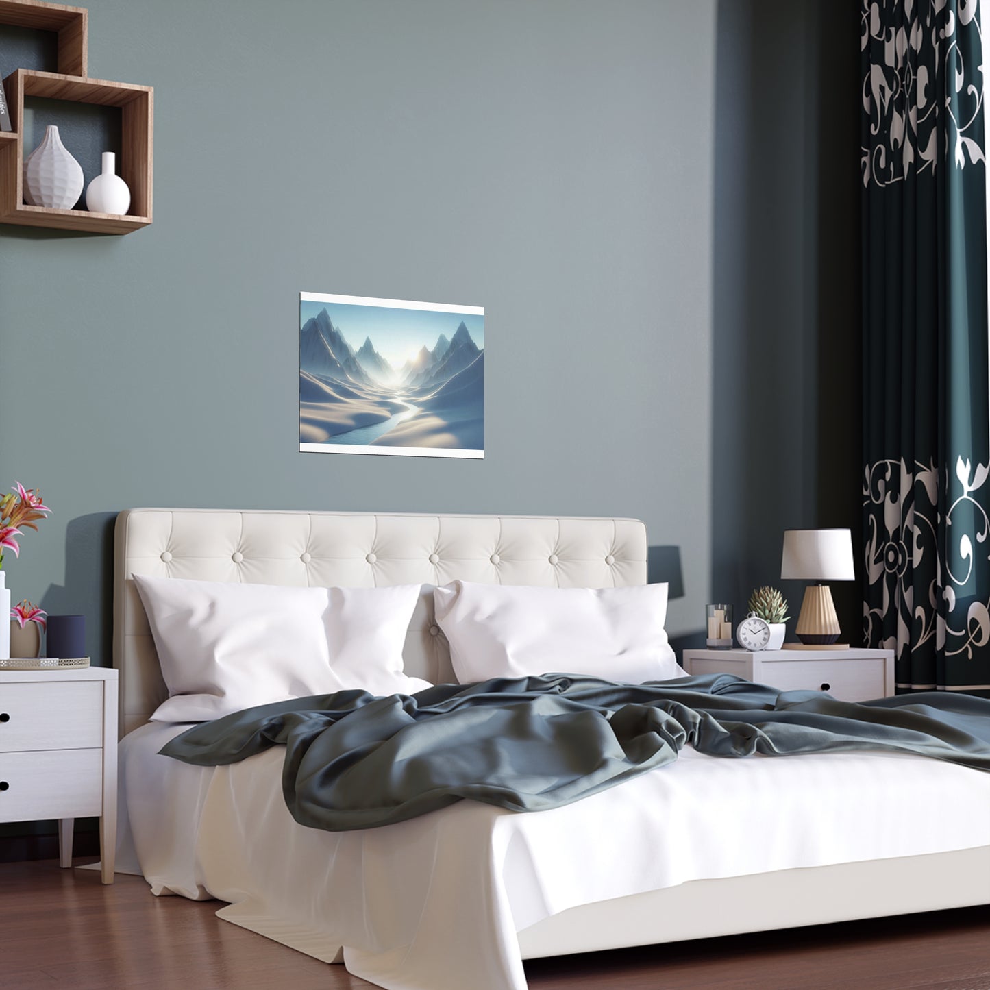 Icy Peaks in Summer | Time Changes For All | Indoor and Outdoor Silk Poster