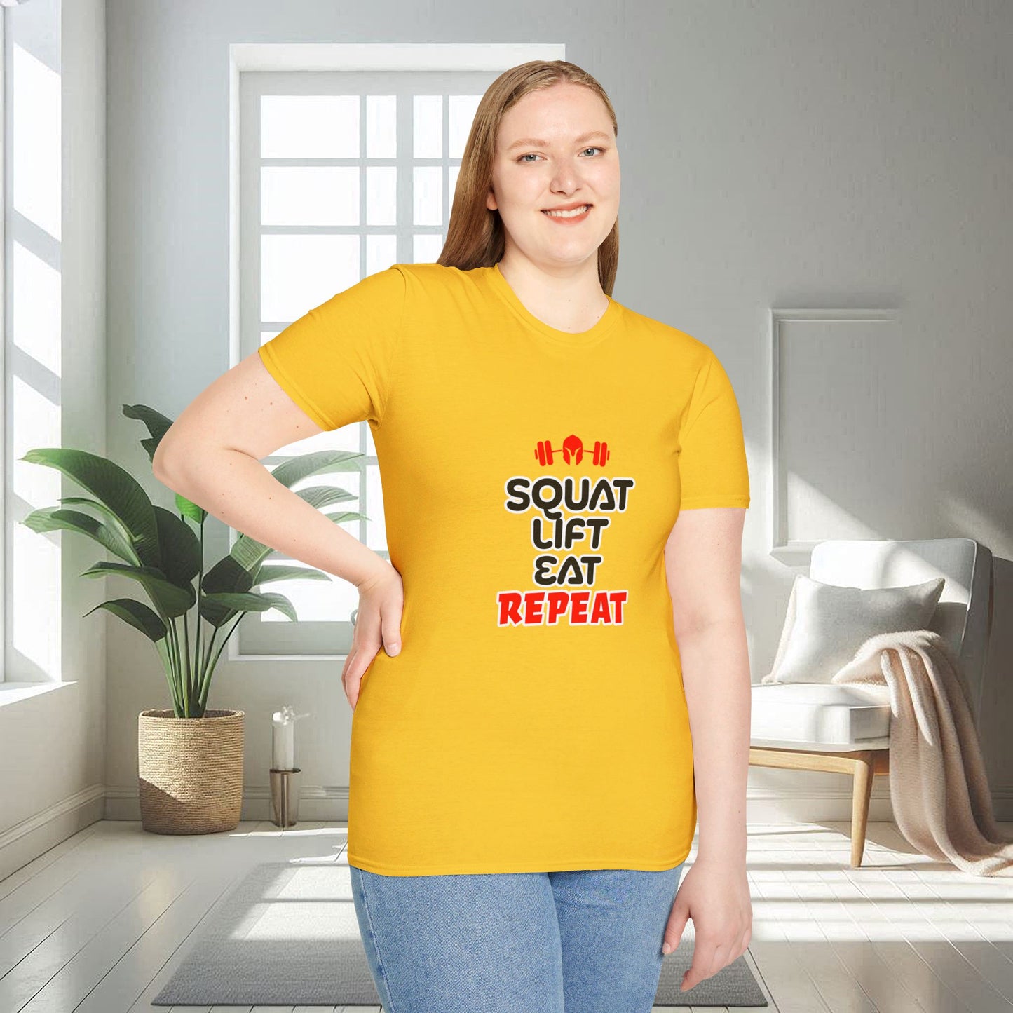 Squat Lift Eat Repeat | T-shirt doux unisexe