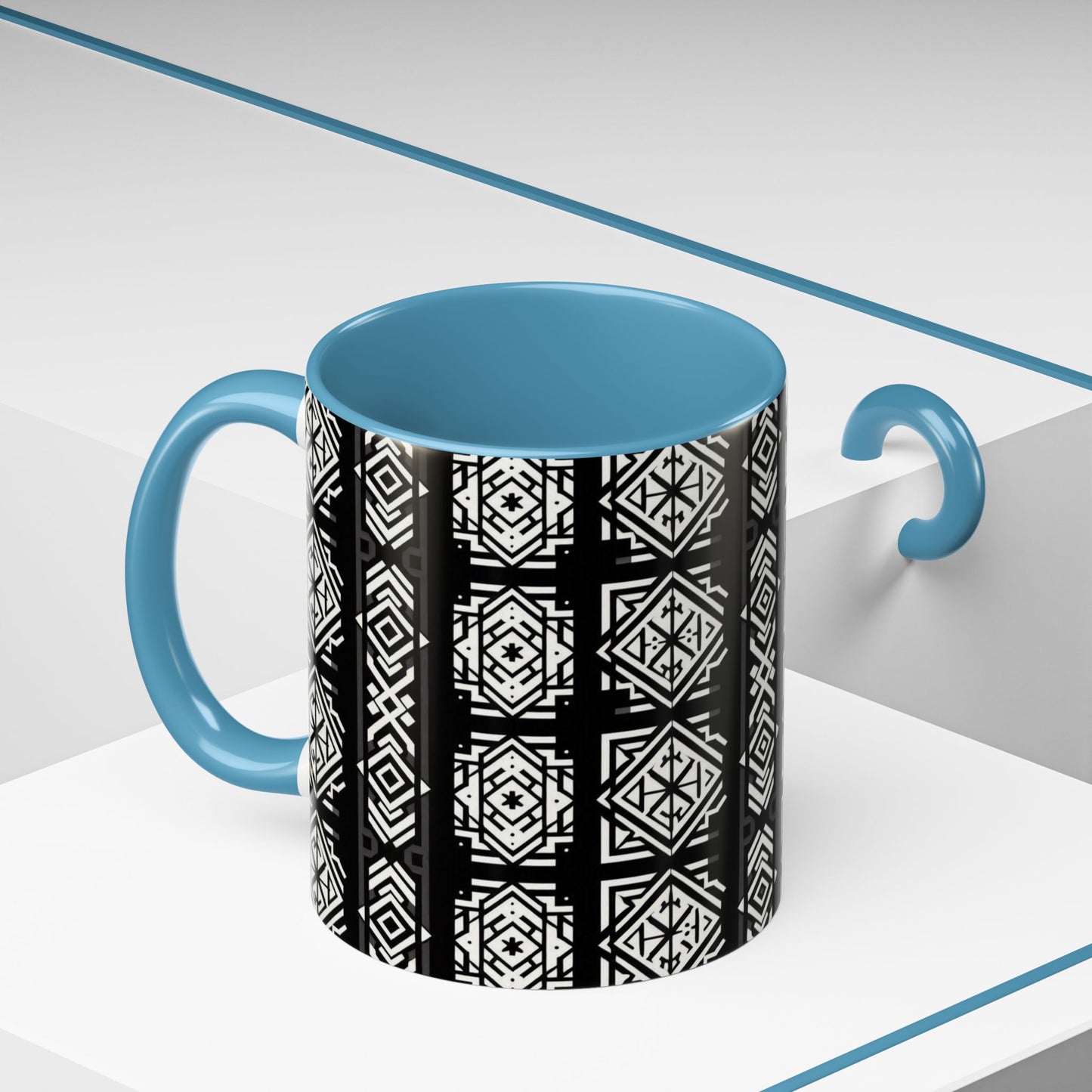 Black, White Geometric Pattern | Accent Coffee Mug (11oz)