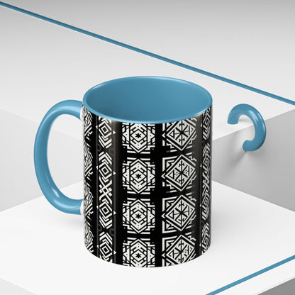 Black, White Geometric Pattern | Accent Coffee Mug (11oz)