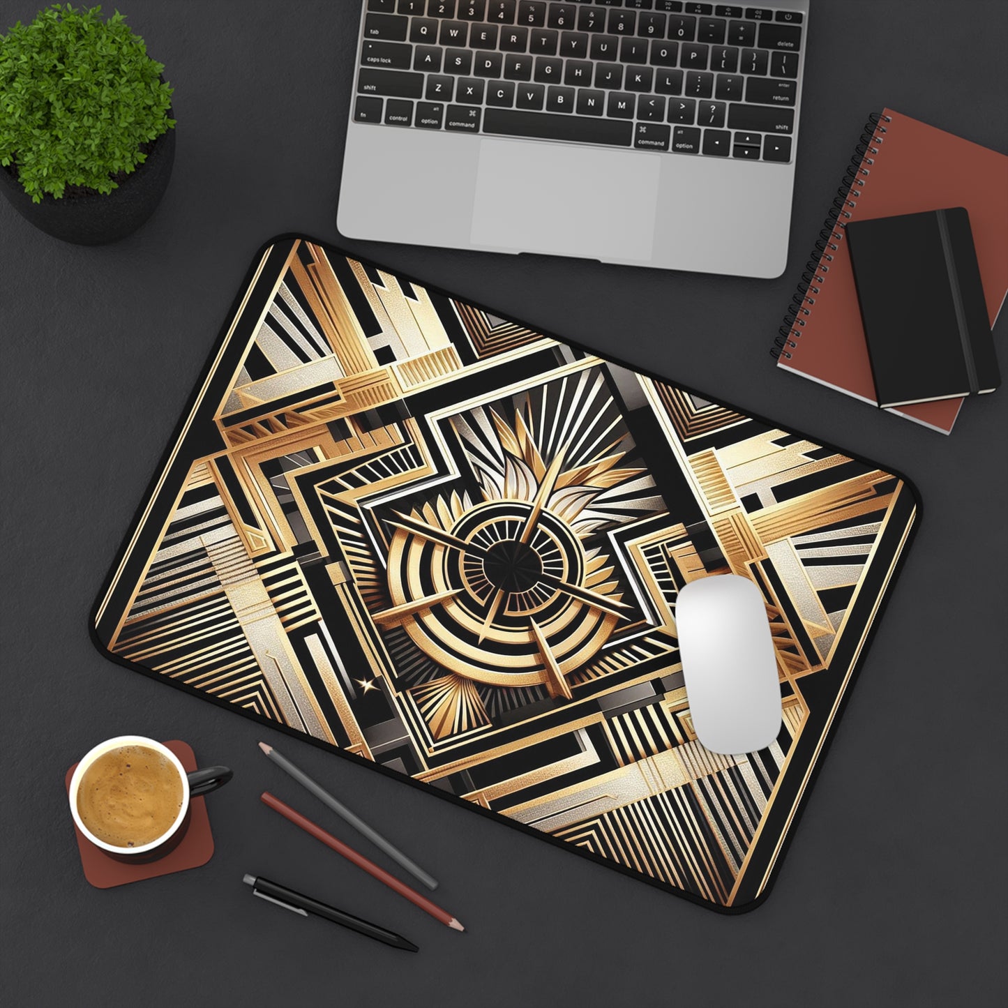 Geometric Gold Pattern | Desk Mat