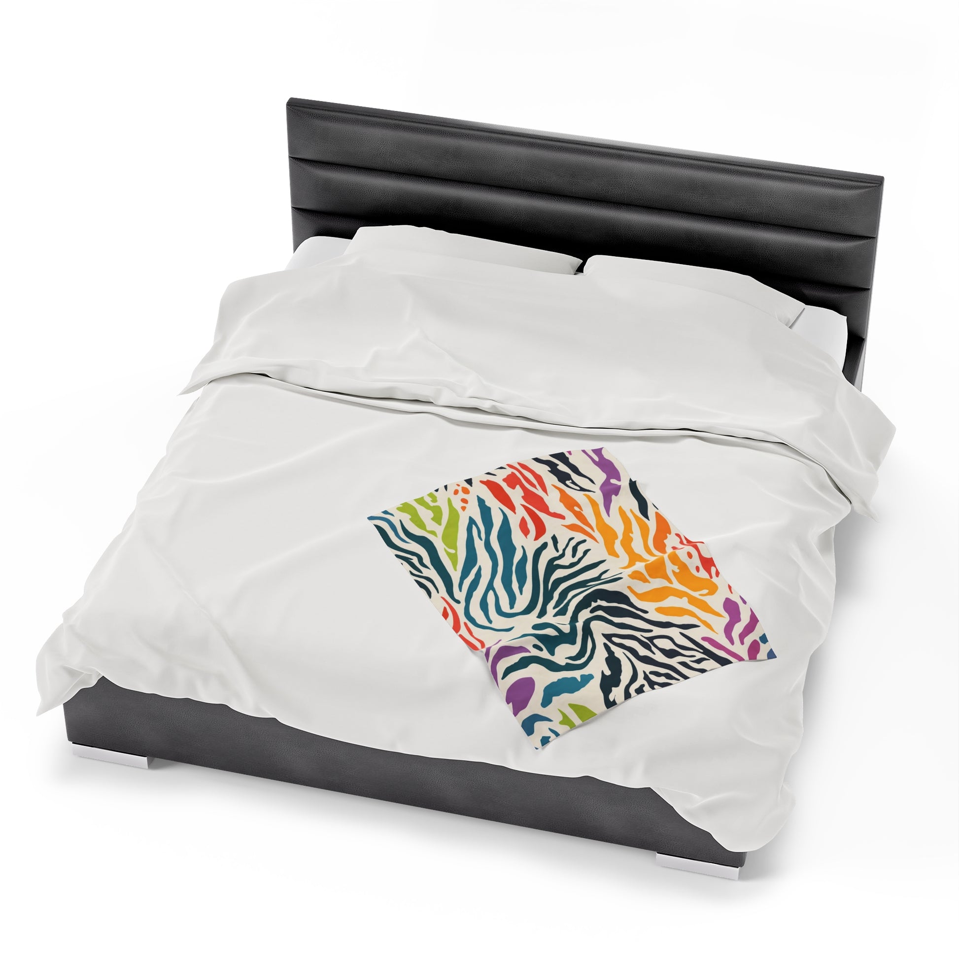 Colored Zebra Pattern | Velveteen Plush Blanket