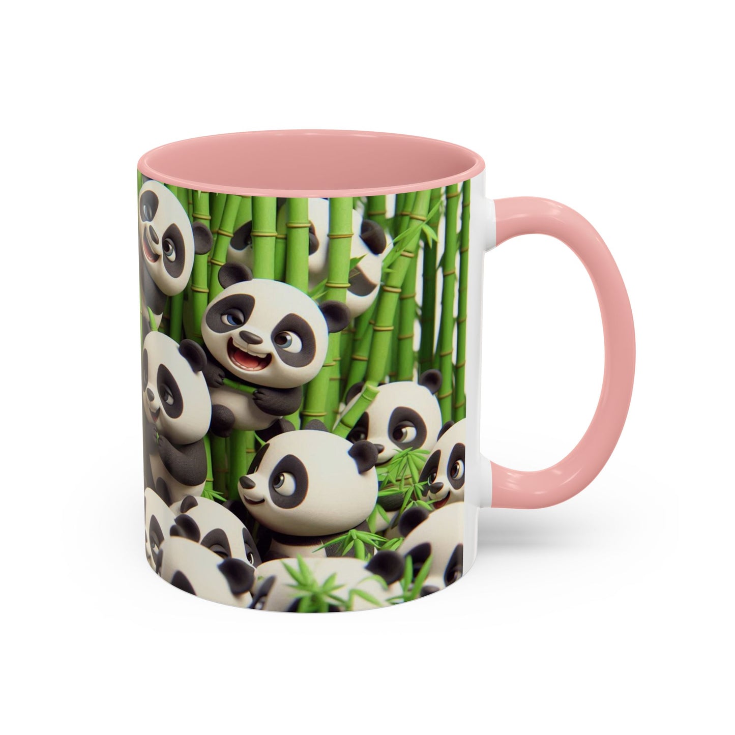 Pandas ludiques avec du bambou | Tasse à café Accent (11 oz)