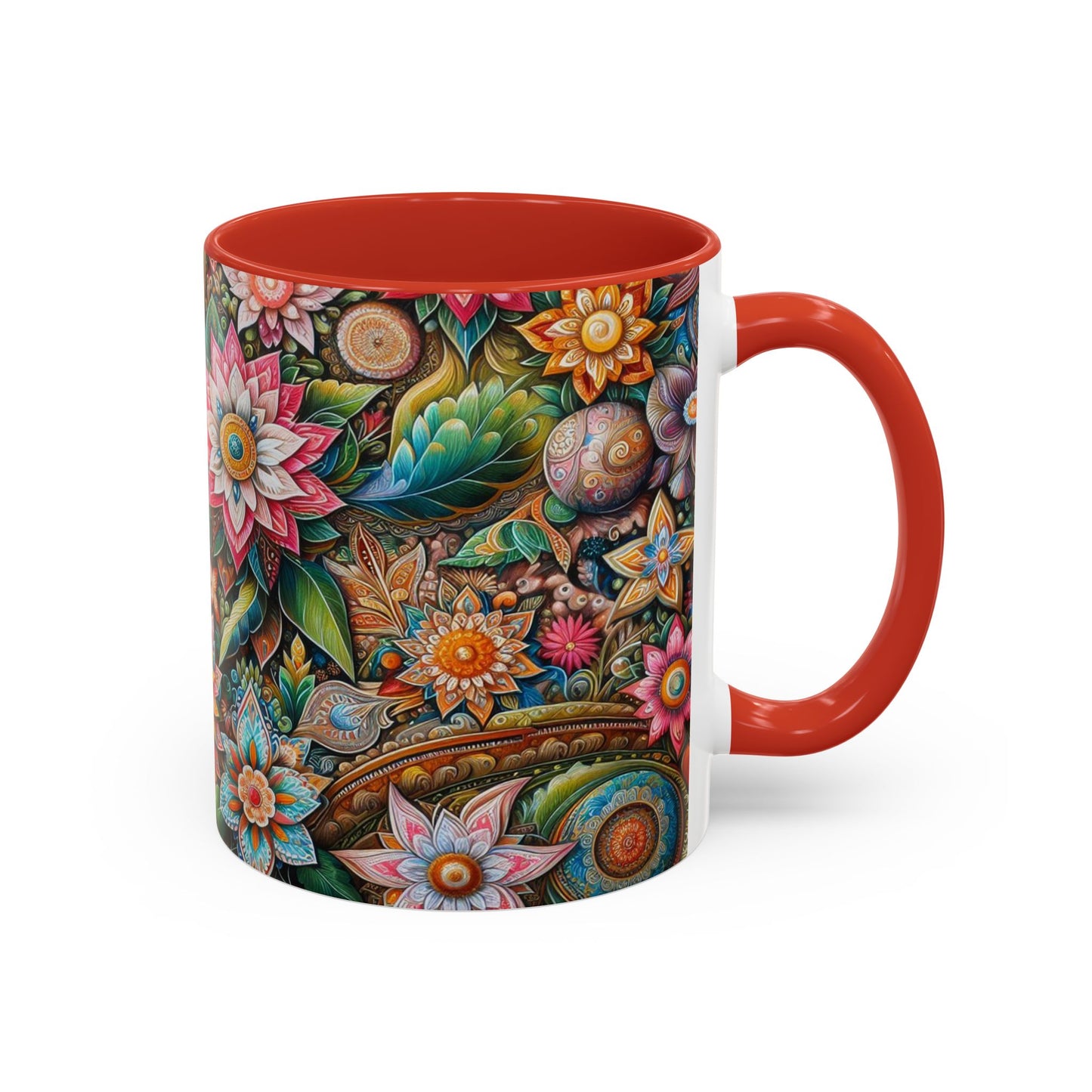 Floral Pattern | Accent Coffee Mug (11oz)