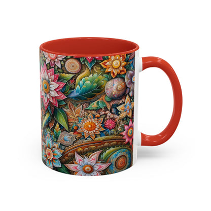 Floral Pattern | Accent Coffee Mug (11oz)