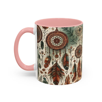 Dreamcatchers, Feathers, and Crescent Moon | Accent Coffee Mug (11oz)