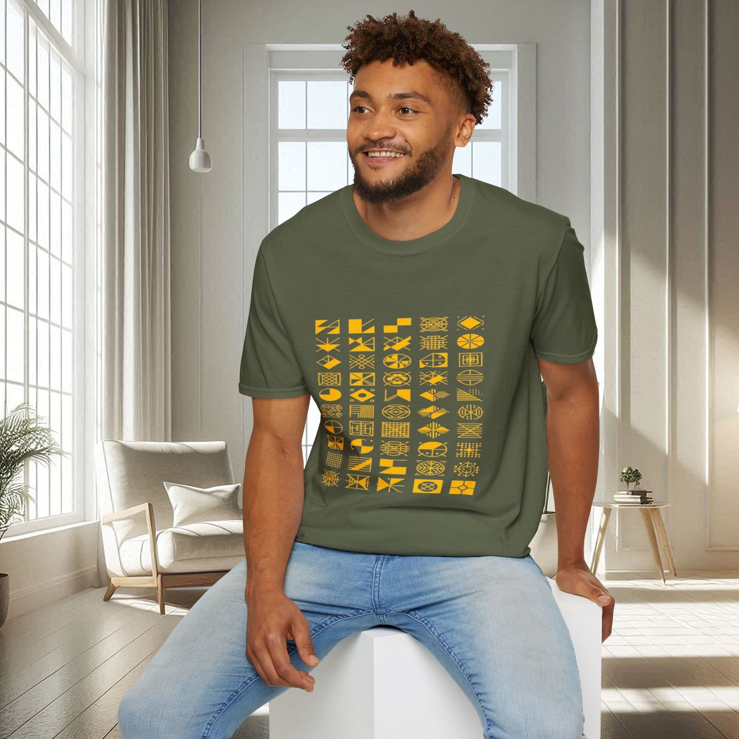 Camiseta unisex suave con diseño geométrico