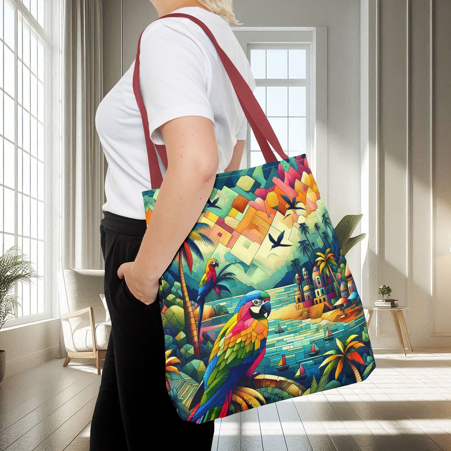 Parrots Overlooking A City | Tote Bag