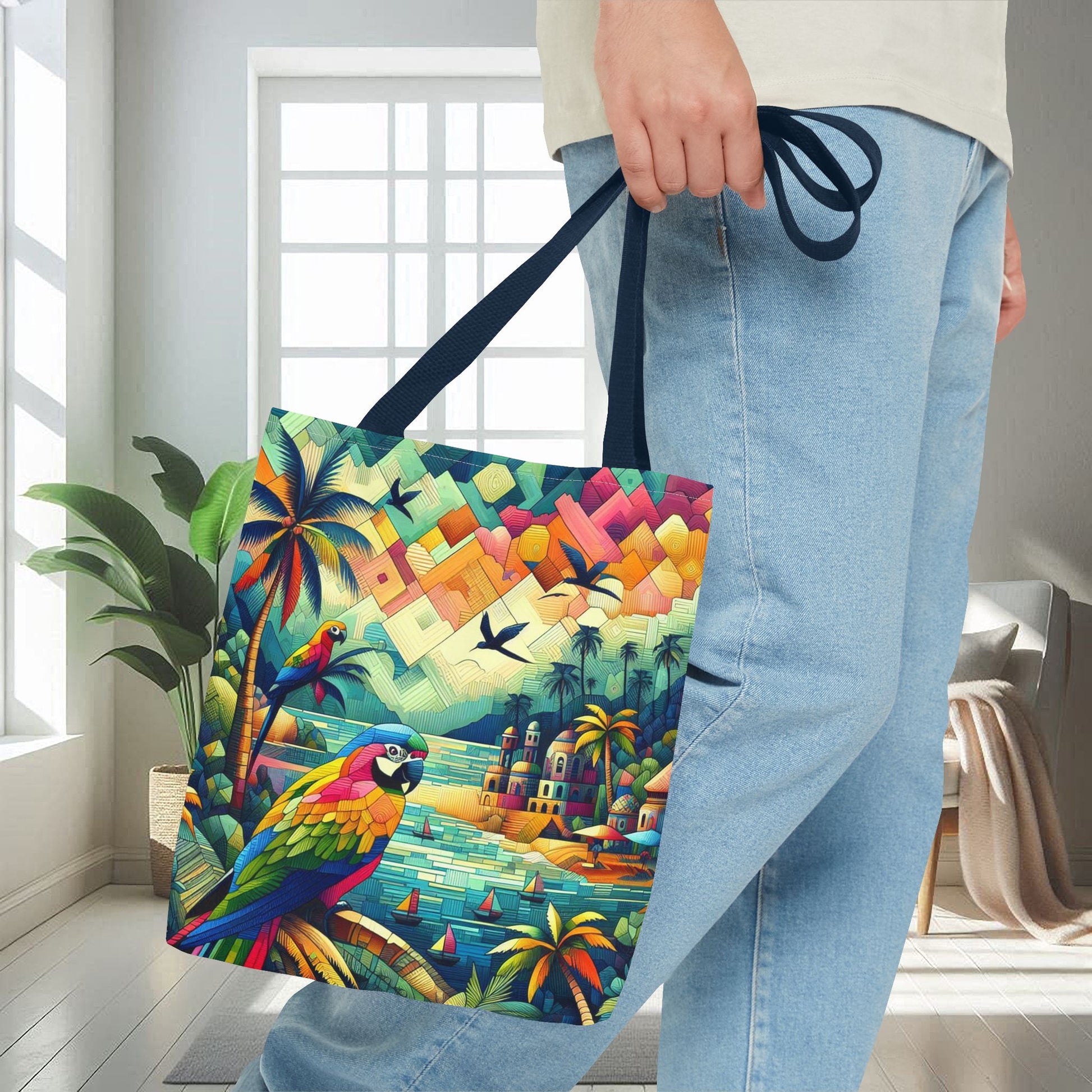 Parrots Overlooking A City | Tote Bag