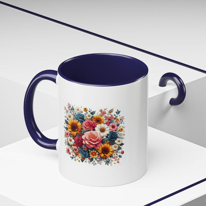 Fleurs multicolores | Tasse à café Accent (11, 15 oz)