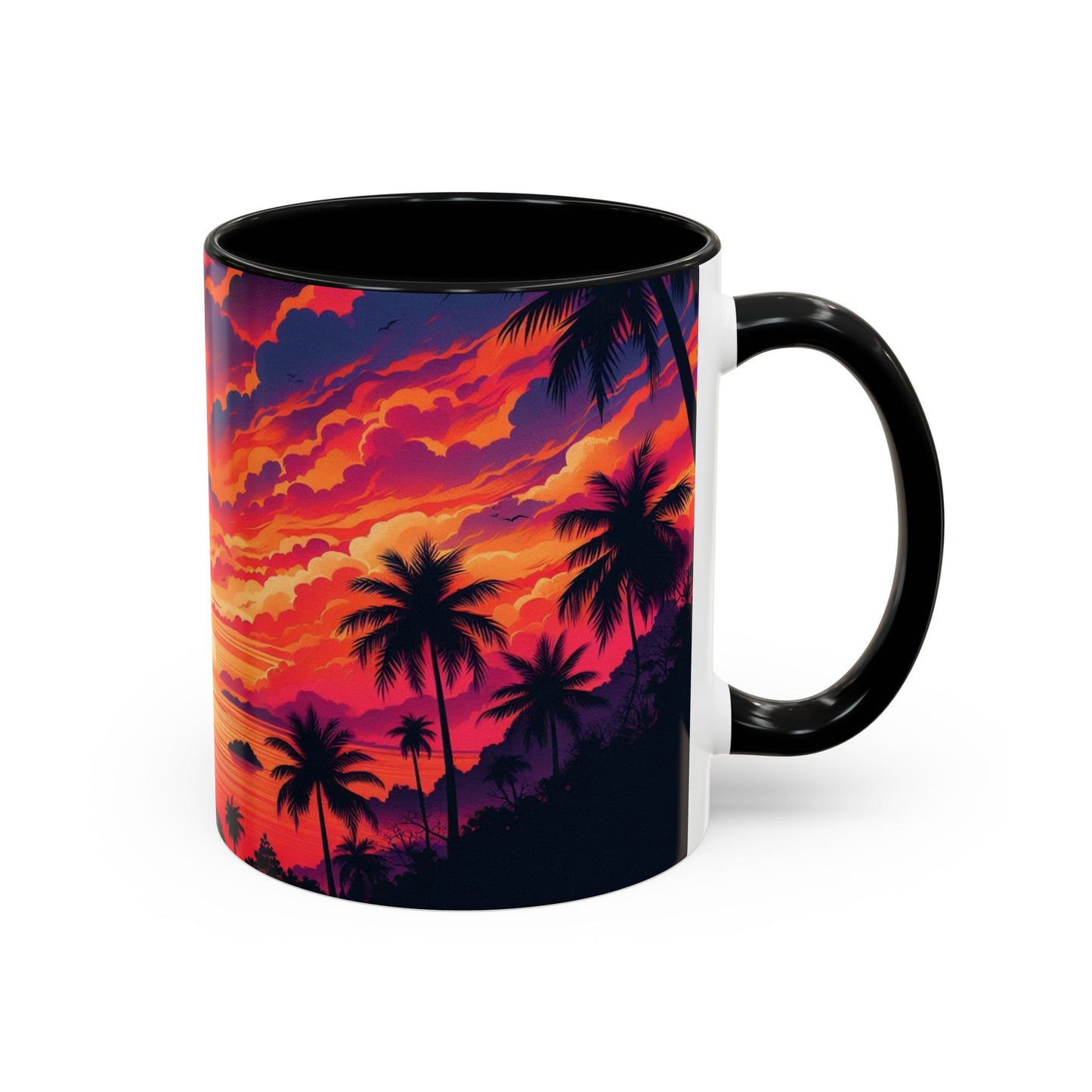 Coucher de soleil vu d'un tableau | Tasse à café Accent (11 oz)