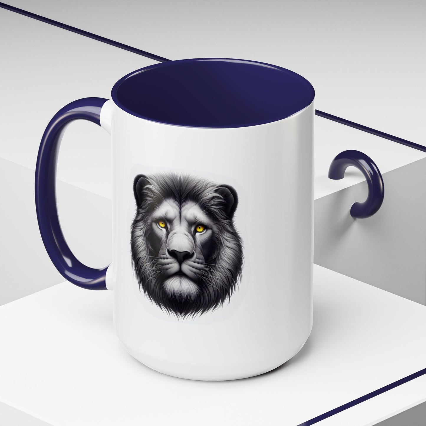 Lion Face with Golden Eyes | Accent Coffee Mug (11, 15oz)