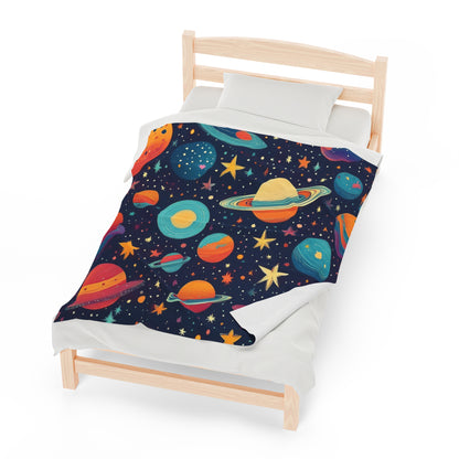 Planets And Galaxies | Kid's Velveteen Plush Blanket