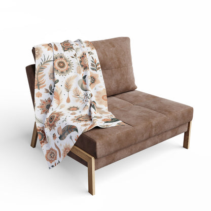 Flower, Feather And Leaves Pattern | Arctic Fleece Blanket