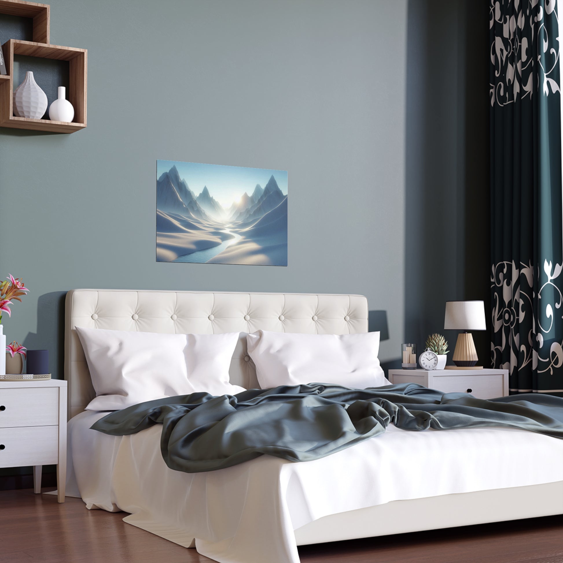 Icy Peaks in Summer | Time Changes For All | Indoor and Outdoor Silk Poster